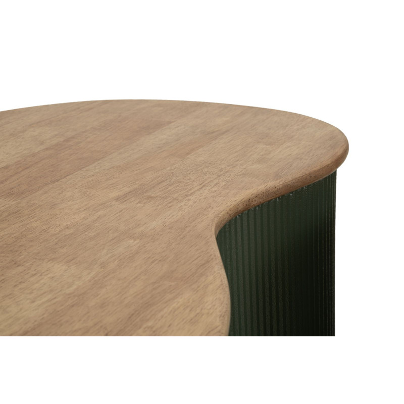 Lot de 2 Tables basses design Organique Bois d'hévéa Naturel Métal Vert Frankfurt 