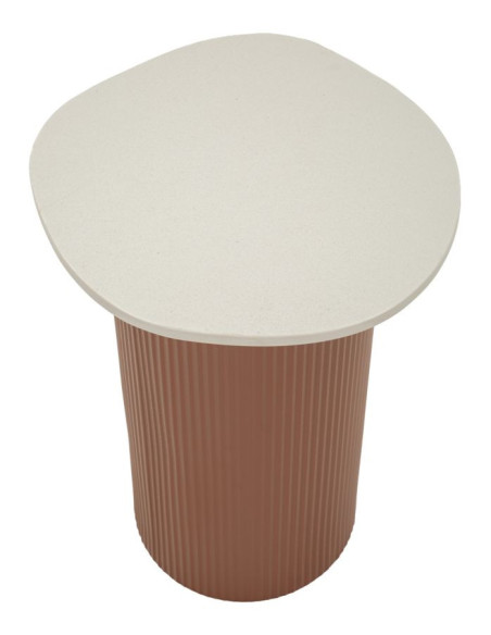 Table d'appoint design Organique Métal Rouge Bois MDF Blanc Marbre artificiel Frankfurt 