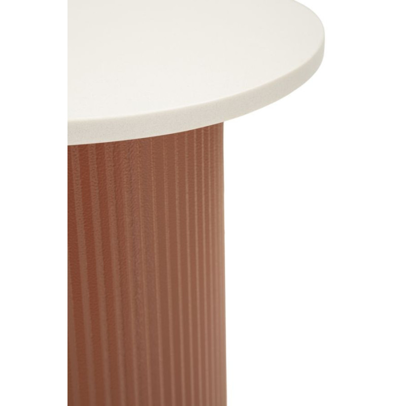 Table d'appoint design Organique Métal Rouge Bois MDF Blanc Marbre artificiel Frankfurt 