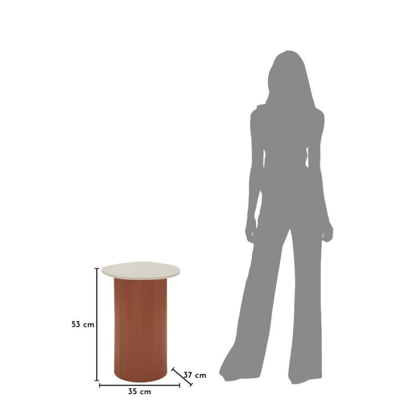 Table d'appoint design Organique Métal Rouge Bois MDF Blanc Marbre artificiel Frankfurt 