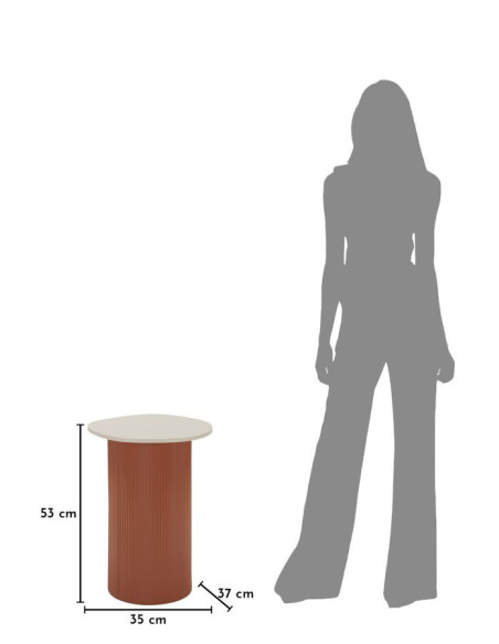 Table d'appoint design Organique Métal Rouge Bois MDF Blanc Marbre artificiel Frankfurt 