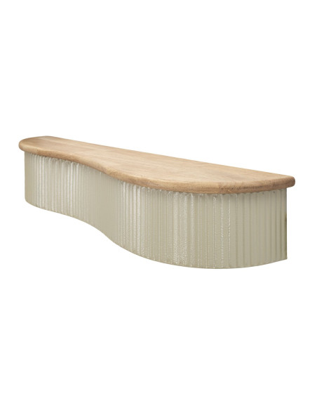 Lot de 2 Étagères murales Japandi Organique Bois d'hévéa Naturel Métal Vert Blanc crème Frankfurt Mauro Ferretti - 4