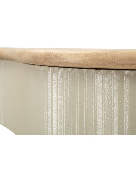 Lot de 2 Étagères murales Japandi Organique Bois d'hévéa Naturel Métal Vert Blanc crème Frankfurt Mauro Ferretti - 6