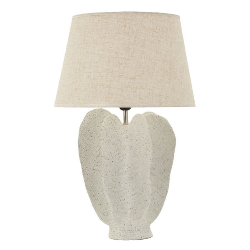 Grande Lampe à poser organique Wabi-sabi Hauteur 63 cm Résine Blanc Moucheté Tissu Beige Ester 