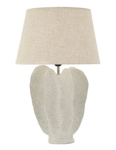 Grande Lampe à poser organique Wabi-sabi Hauteur 63 cm Résine Blanc Moucheté Tissu Beige Ester 