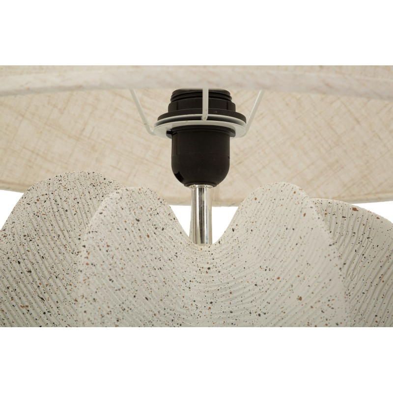 Grande Lampe à poser organique Wabi-sabi Hauteur 63 cm Résine Blanc Moucheté Tissu Beige Ester 