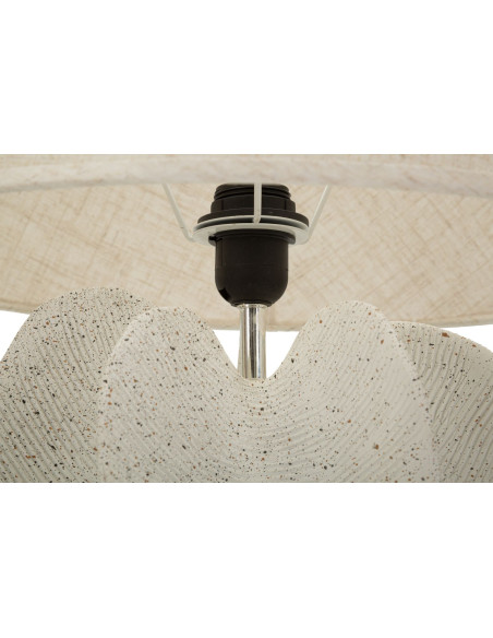 Grande Lampe à poser organique Wabi-sabi Hauteur 63 cm Résine Blanc Moucheté Tissu Beige Ester 