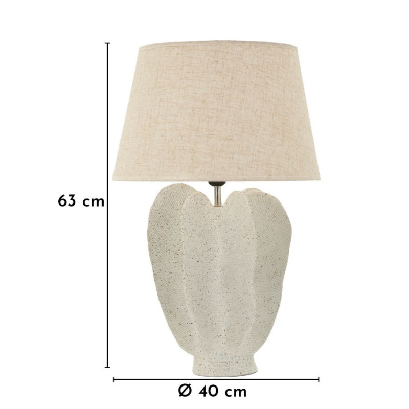 Grande Lampe à poser organique Wabi-sabi Hauteur 63 cm Résine Blanc Moucheté Tissu Beige Ester 
