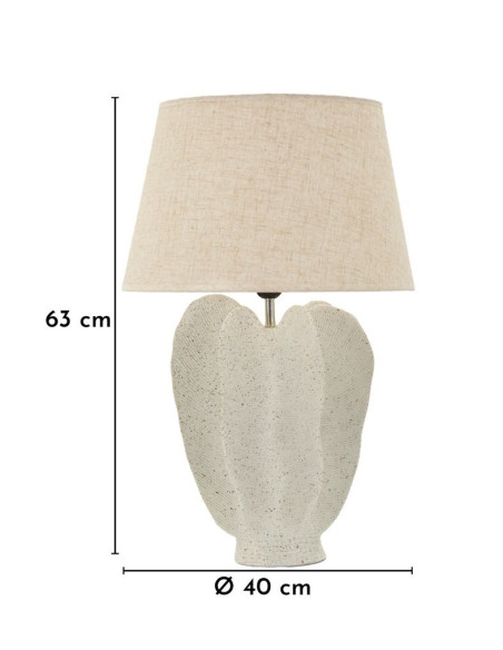 Grande Lampe à poser organique Wabi-sabi Hauteur 63 cm Résine Blanc Moucheté Tissu Beige Ester 