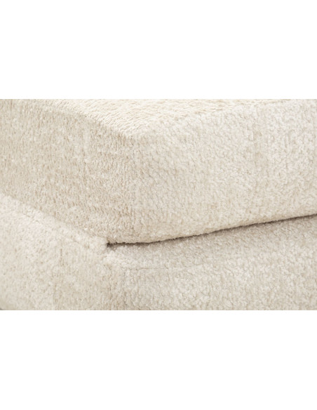 Canapé lit chauffeuse design Bouclette Droit 2 places 150 cm Tissu Blanc Bouclé Éponge Faster 