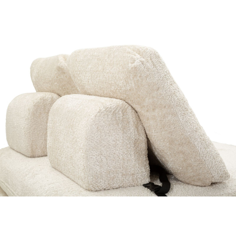 Canapé lit chauffeuse design Bouclette Droit 2 places 150 cm Tissu Blanc Bouclé Éponge Faster 