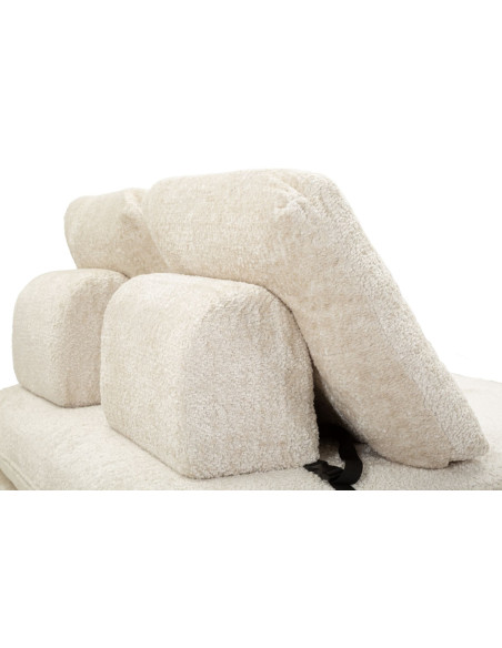 Canapé lit chauffeuse design Bouclette Droit 2 places 150 cm Tissu Blanc Bouclé Éponge Faster 
