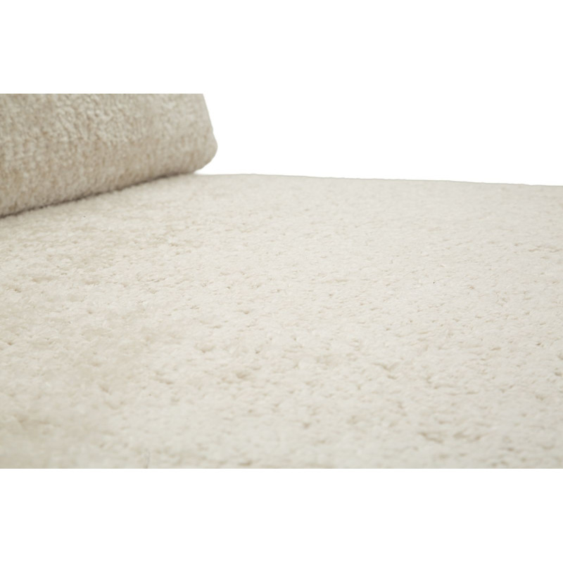 Canapé lit chauffeuse design Bouclette Droit 2 places 150 cm Tissu Blanc Bouclé Éponge Faster 
