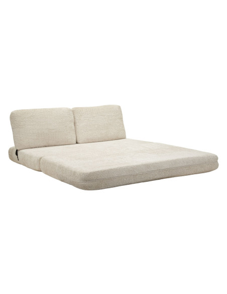 Canapé lit chauffeuse design Bouclette Droit 2 places 150 cm Tissu Blanc Bouclé Éponge Faster 