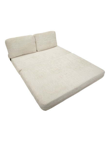 Canapé lit chauffeuse design Bouclette Droit 2 places 150 cm Tissu Blanc Bouclé Éponge Faster 