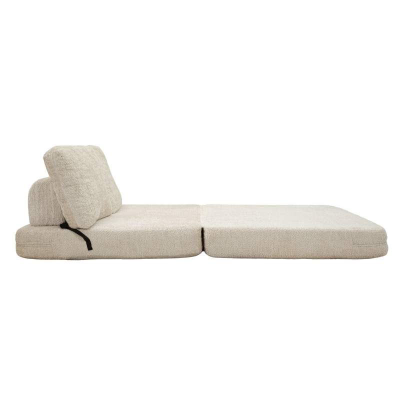 Canapé lit chauffeuse design Bouclette Droit 2 places 150 cm Tissu Blanc Bouclé Éponge Faster 