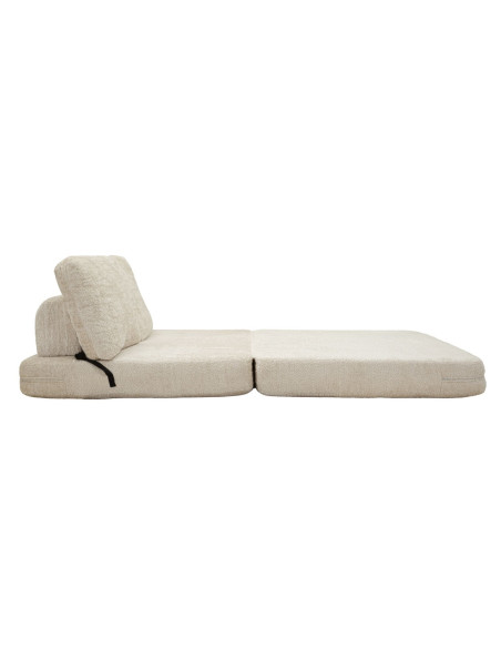 Canapé lit chauffeuse design Bouclette Droit 2 places 150 cm Tissu Blanc Bouclé Éponge Faster 