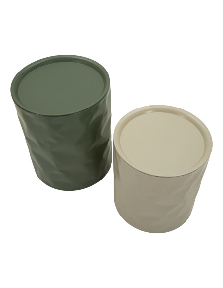 Lot de 2 Tables d'appoint design Ronde Métal Vert Taupe Norimberga 