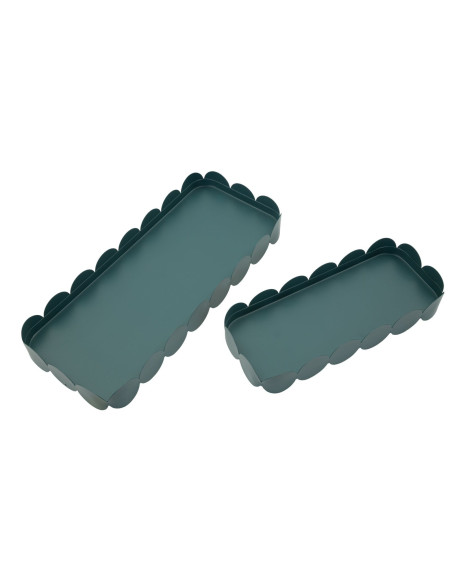 Lot de 2 plateaux design Rectangulaire Métal Bleu canard Saturno 
