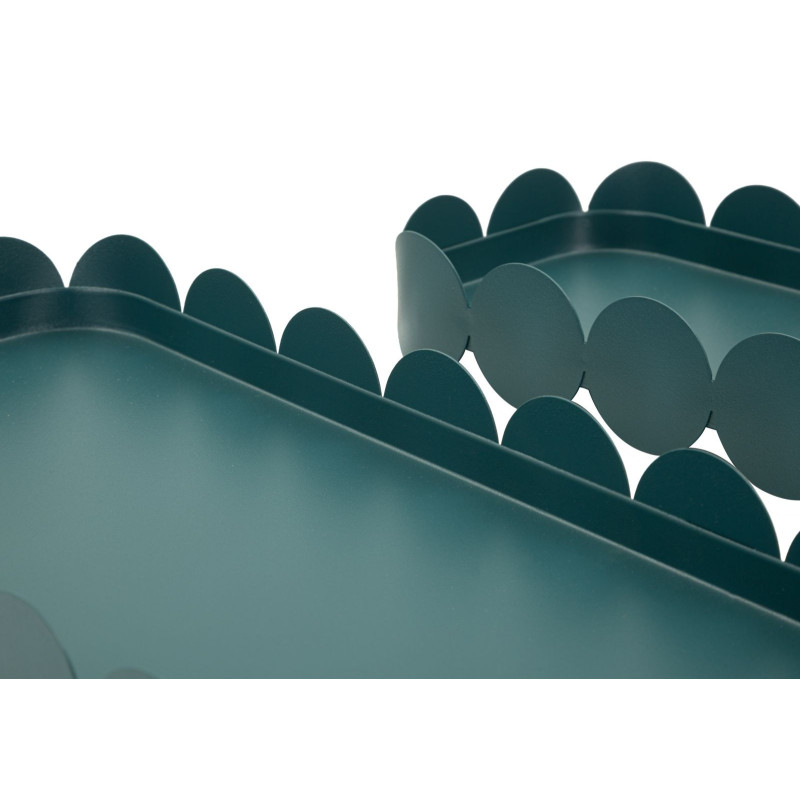 Lot de 2 plateaux design Rectangulaire Métal Bleu canard Saturno 