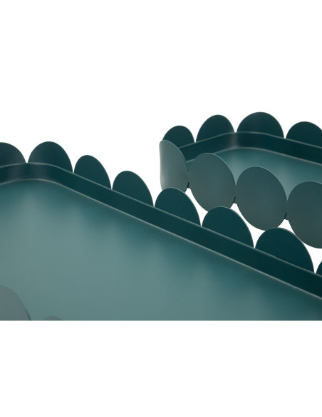 Lot de 2 plateaux design Rectangulaire Métal Bleu canard Saturno 