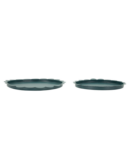 Lot de 2 plateaux design Rond Métal Bleu canard Saturno 