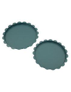 Lot de 2 plateaux design Rond Métal Bleu canard Saturno 