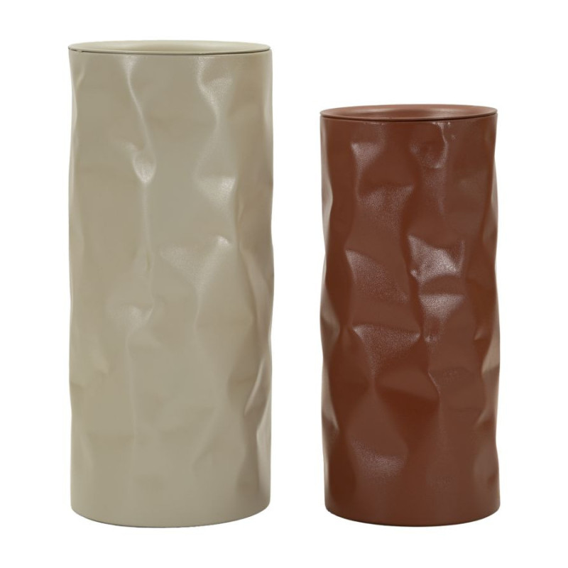 Lot de 2 Sellettes design Ronde Métal Rouge Taupe Norimberga 