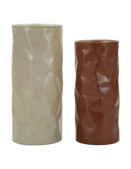 Lot de 2 Sellettes design Ronde Métal Rouge Taupe Norimberga 