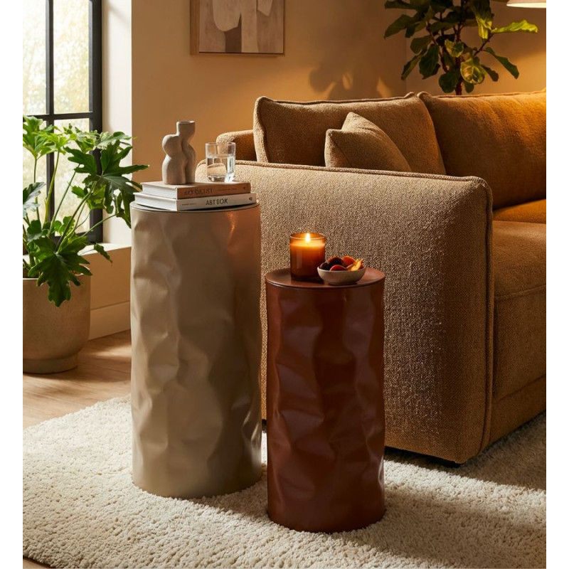 Lot de 2 Sellettes design Ronde Métal Rouge Taupe Norimberga 