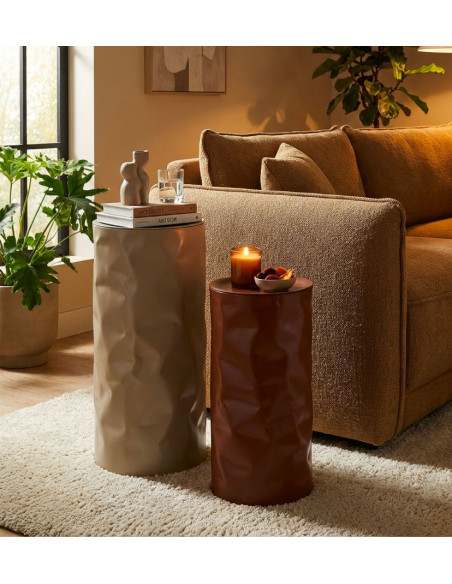 Lot de 2 Sellettes design Ronde Métal Rouge Taupe Norimberga 