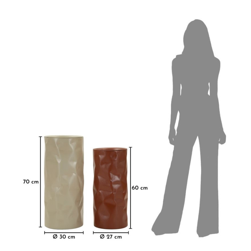 Lot de 2 Sellettes design Ronde Métal Rouge Taupe Norimberga 