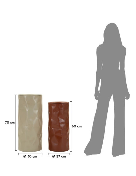 Lot de 2 Sellettes design Ronde Métal Rouge Taupe Norimberga 