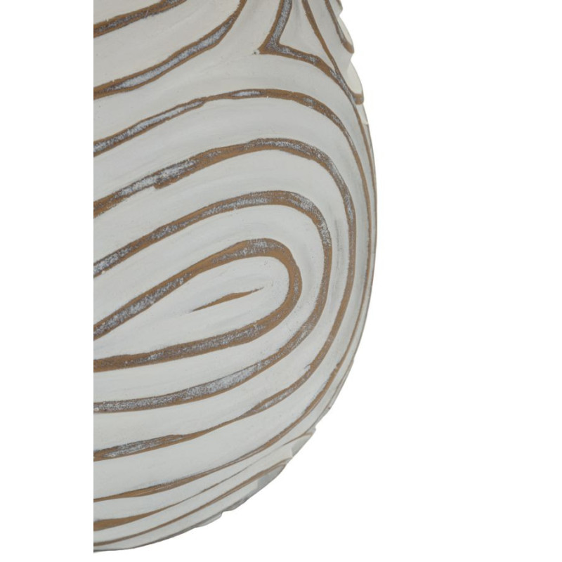 Lampe à poser ethnique chic Hauteur 55 cm Résine Tissu Beige Blanc Oblix 