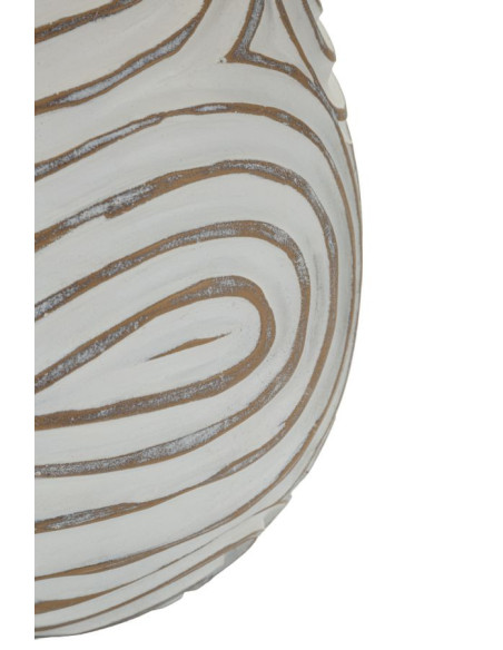 Lampe à poser ethnique chic Hauteur 55 cm Résine Tissu Beige Blanc Oblix 