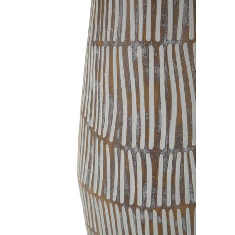 Grande Lampe à poser ethnique chic Hauteur 69 cm Résine Tissu Beige Blanc Handi 