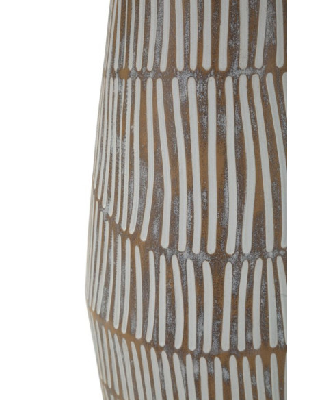 Grande Lampe à poser ethnique chic Hauteur 69 cm Résine Tissu Beige Blanc Handi 