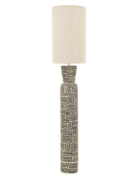 Lampadaire design style Memphis Hauteur 145 cm Résine Blanc Noir Tissu Beige Nairobi Mauro Ferretti - 1
