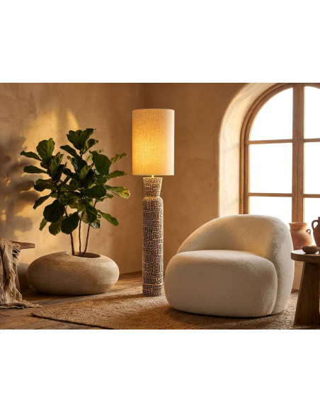 Lampadaire design style Memphis Hauteur 145 cm Résine Blanc Noir Tissu Beige Nairobi Mauro Ferretti - 2