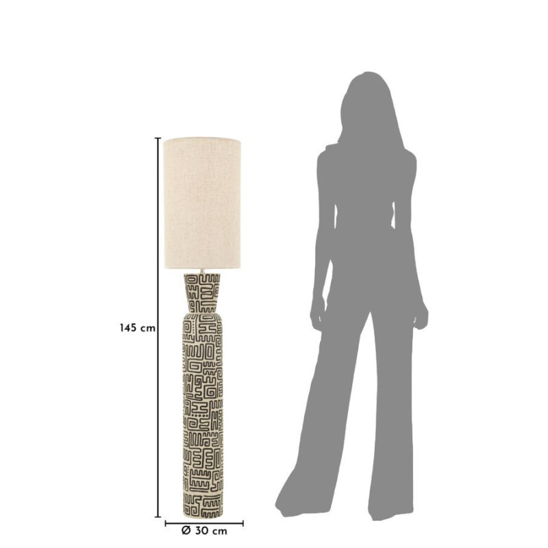 Lampadaire design style Memphis Hauteur 145 cm Résine Blanc Noir Tissu Beige Nairobi Mauro Ferretti - 6