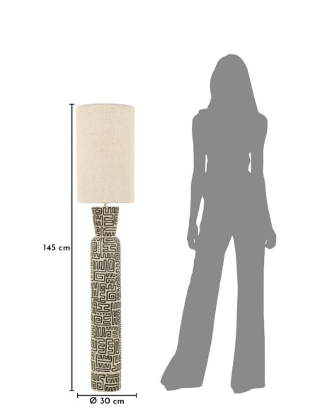 Lampadaire design style Memphis Hauteur 145 cm Résine Blanc Noir Tissu Beige Nairobi Mauro Ferretti - 6
