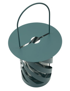 Lanterne design photophore Hauteur 43 cm Métal Bleu canard Motif tressé Verre Transparent Saturno 
