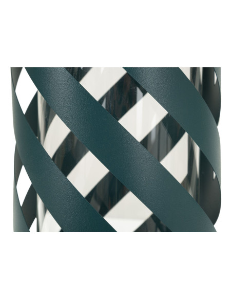 Lanterne design photophore Hauteur 43 cm Métal Bleu canard Motif tressé Verre Transparent Saturno 