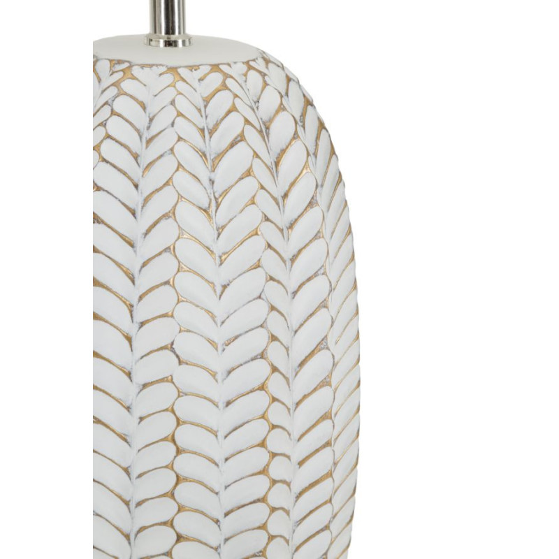 Grande Lampe à poser design bohème Résine Motif feuilles Tissu Blanc Leaf H 65 cm 