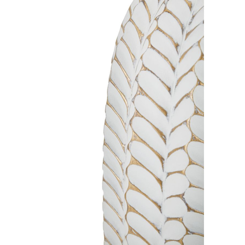 Grande Lampe à poser design bohème Résine Motif feuilles Tissu Blanc Leaf H 65 cm 