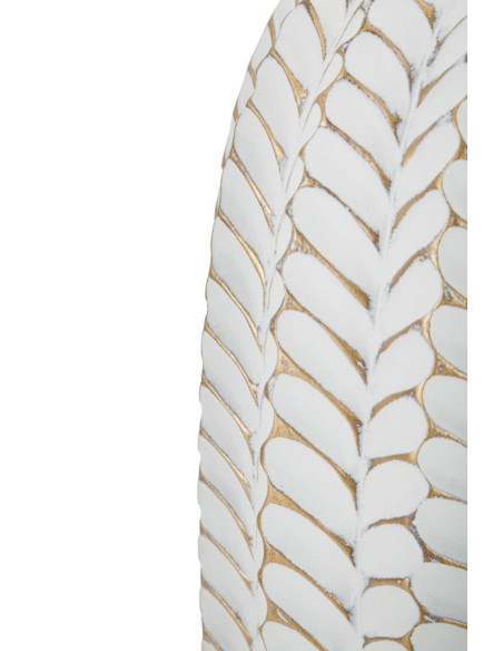 Grande Lampe à poser design bohème Résine Motif feuilles Tissu Blanc Leaf H 65 cm 