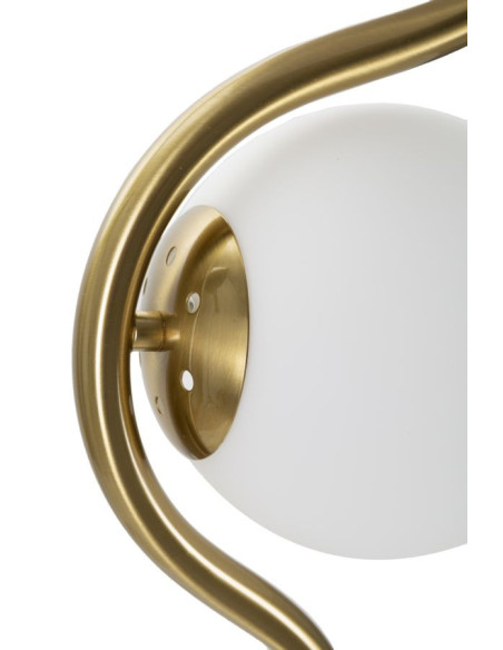 Grand Lampadaire sur pied design art déco 2 boules Métal Doré Verre Blanc Glamy H 168 cm 