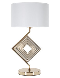 Lampe à poser design art déco Métal Doré Tissu Blanc Move H 56 cm 