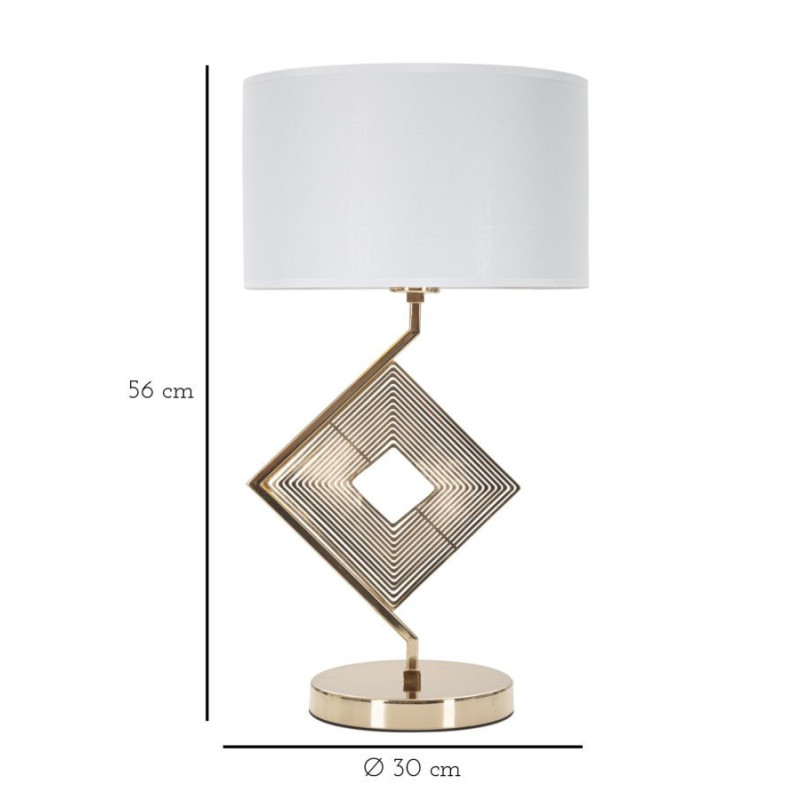 Lampe à poser design art déco Métal Doré Tissu Blanc Move H 56 cm 