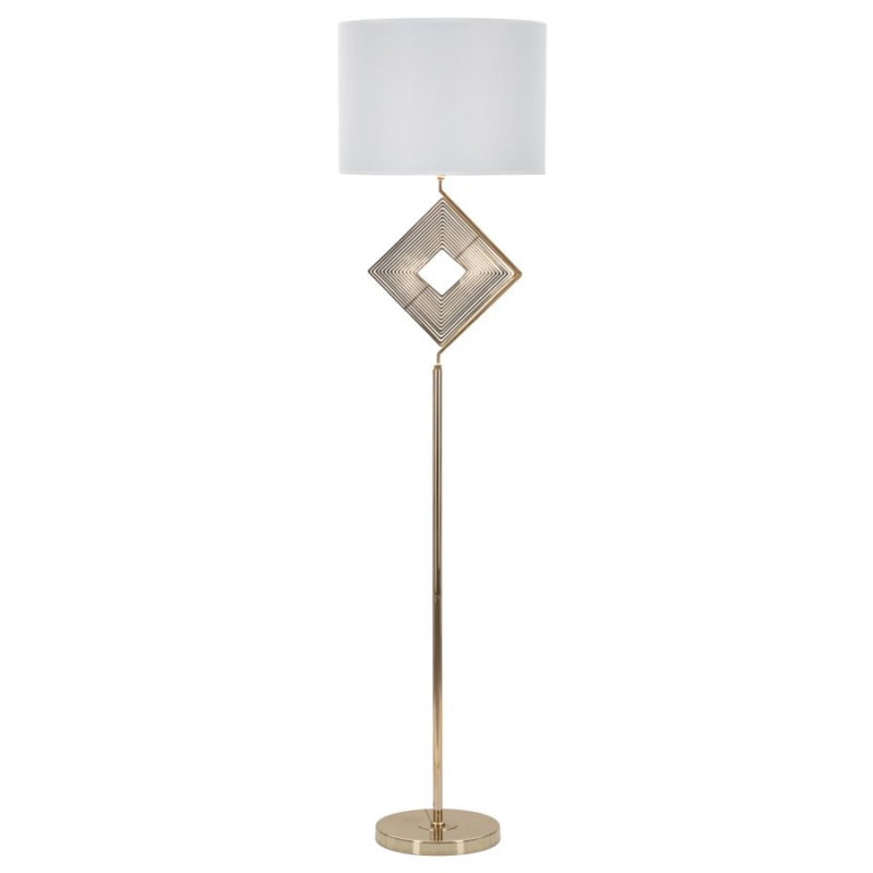 Grand Lampadaire sur pied design art déco Métal Doré Tissu Blanc Move H 161 cm 